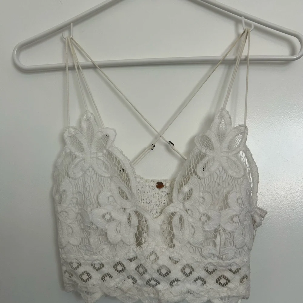 Free People One Adella White Lace Bralette Crop Top size s boho chic festival